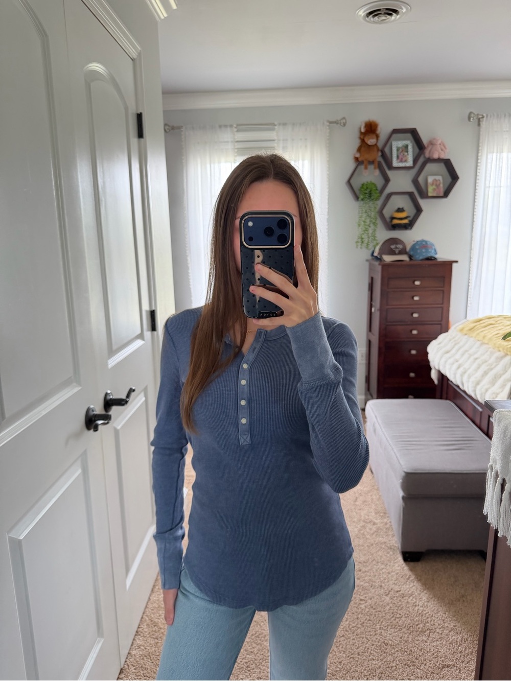 Aerie Waffle Henley Long Sleeve Tee